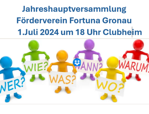 Jahreshauptversammung Förderverein Fortuna Gronau am 1. Juli 2024 18:00 Uhr